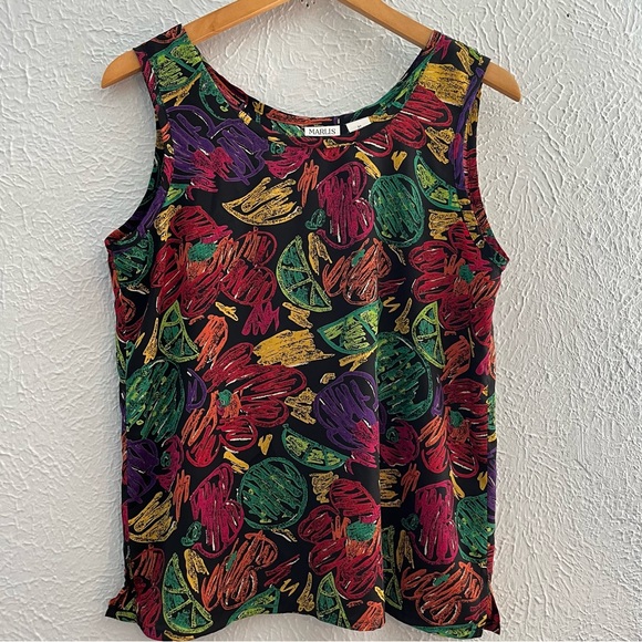 Vintage tropical citrus fruit print women’s tank blouse - Picture 4 of 4